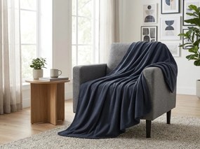 Patura fleece FLEORA, albastru inchis-gri Dimensiune: 150 x 200 cm