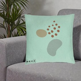 Perna Decorativa Abstract Forme Organice Pastel, 40x40 cm, Verde Menta, Husa Detasabila, Perna Inclusa, BEKZ®