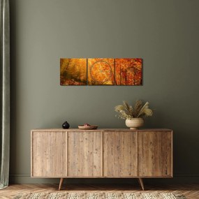 Tablou cu pădurea în toamnă (cu ceas) (90x30 cm)