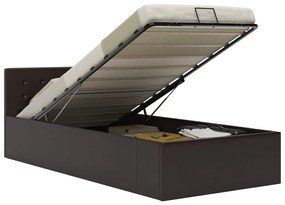 vidaXL Cadru pat hidraulic cu ladă gri 90x200 cm, piele ecologică