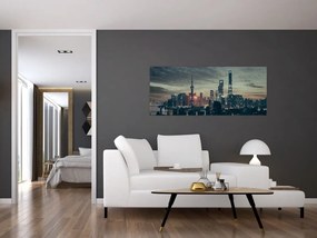 Tablou cu orașul în amurg (120x50 cm)
