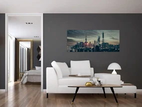 Tablou cu orașul în amurg (120x50 cm)