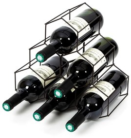 Suport metalic pentru sticle de vin Compactor, negru