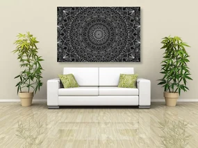 Tablou Mandala decorativă detaliată în design alb-negru