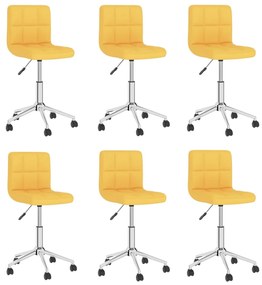 3087714 vidaXL Scaune de bucătărie pivotante 6 buc., galben muștar, textil