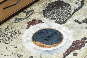 ANDRE 2835 covor lavabil Cafea bucatarie, anti-alunecare - verde / bej