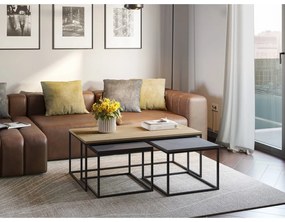 Măsuțe de cafea gri/în culoare naturală 3 buc. 60x110 cm Camelia – Marckeric