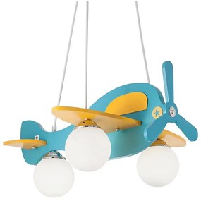 Ideal Lux - Lustră pentru copii AVION, suspendată pe cablu, 3xE14/28W/230V, albastru