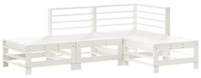 3186502 vidaXL Set mobilier relaxare de grădină, 4 piese, alb, lemn masiv pin