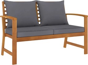 vidaXL Bancă de grădină cu pernă gri închis 120cm lemn masiv de acacia