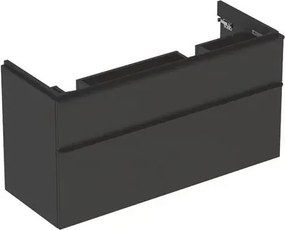 Dulap baza pentru lavoar dublu suspendat Geberit Smyle Square lava gri inchis 2 sertare 119 cm