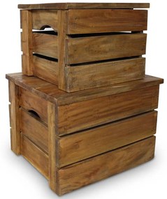 244498 vidaXL Set cutii de depozitare 2 bucăți, lemn masiv reciclat