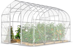 Outsunny Seră tunel cu învelitoare PO, 2 uși cu balamale, seră încălzită cu structură optimizată, transparentă | Aosom Romania