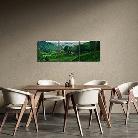 Tablou Plantații de ceai - Malaezia (cu ceas) (90x30 cm)