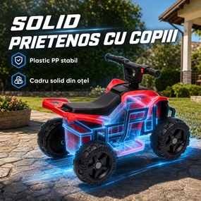 AIYAPLAY ATV Electric pentru Copii 18-48 Luni, 6V, 2 km/h, Sarcină 25 kg, Roșu | Aosom Romania