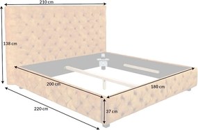 Pat dublu tapitat design modern Paris 180x200cm, galben mustar