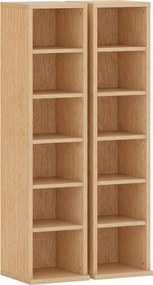 HOMCOM Set de 2 Mobili Suport CD cu Polițe Reglabile, Raft pentru 204 CD-uri Compact, Mobilier cu 12 Compartimente, pentru Living, Dormitor, Birou, 21x22,5x88,5cm, Culoare Lemn | Aosom Romania