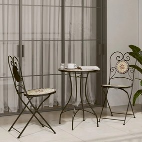 vidaXL Set de bistro cu mozaic, cărămiziu și alb, fier și ceramică