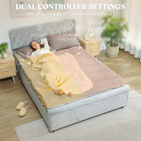 HOMCOM Pătură electrică 160x140 cm cu 5 niveluri de căldură, Gri | Aosom Romania