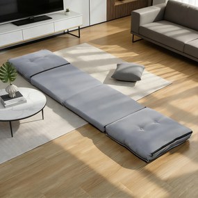 HOMCOM Fotoliu de podea pliabil din velur canaletat, saltea pentru podea cu spătar reglabil în 5 poziții, 59 x 230 x 15 cm, gri | Aosom Romania