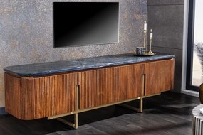 Comoda TV design retro Gatsby 160cm Mango/ marmura neagra