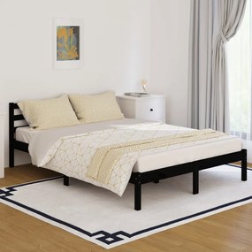 810434 vidaXL Cadru de pat, negru, 140x200 cm, lemn masiv de pin