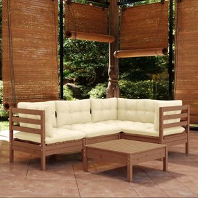 3096379 vidaXL Set mobilier grădină cu perne, 5 piese, maro miere, lemn de pin