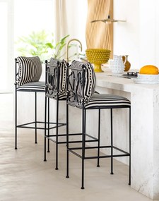 Scaun inalt din metal si bumbac , cu design abstract , "Palm Springs"