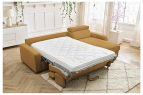 Colțar galben muștar extensibil cu tapițerie din catifea reiată (cu colț variabil) Monaco – Bobochic Paris