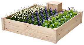 Outsunny Jardinieră de Exterior cu Compostor și Bază Deschisă din Lemn de Brad, 123x123x25,5 cm, Lemn Natural | Aosom Romania