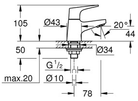 GROHE 20577000 - Ventil START FLOW DN 15, montaj pe blat, crom lucios