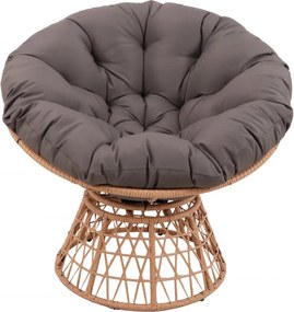 Scaun din ratan PE, rotativ 360 grade, perna Gri– Relaxare premium pentru grădina ta