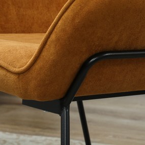 HOMCOM Fotoliu de Salon cu Șezut Larg și Captușit Tapițerie Catifea Picioare Metal Scaun pentru Sufragerie Maro | Aosom Romania
