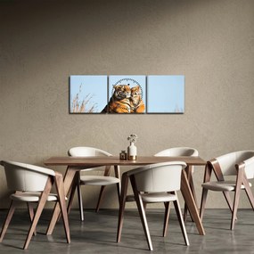 Tablou - Tigroaica cu pui (cu ceas) (90x30 cm)
