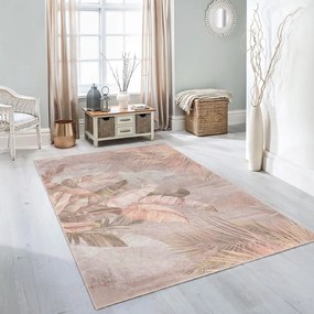 Covor bej lavabil 80x150 cm Dusty Leaves – Mila Home