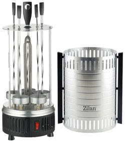 Gratar vertical pentru frigarui Zilan ZLN5565, 900W, 5 frigarui, Incalzitor ceramic, Inox/Negru
