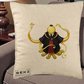 Perna Personalizata Assassination Classroom Koro-sensei, 40x40 cm, Bej, Husa Detasabila, Perna Inclusa, BEKZ®