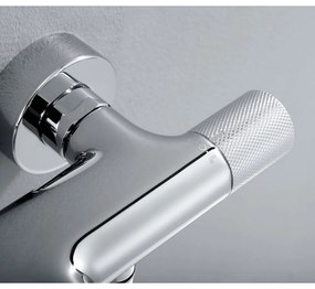 Baterie argintiu-lucios pentru cadă cu montare pe perete (2 ieșiri) Solaris – Sapho