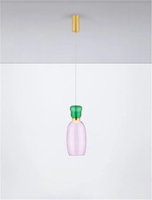 Pendul LED, Lustra design modern Pluma verde/ violet