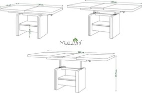 Mazzoni LEXUS Stejar Artisan/Bej (Șampanie) - MĂSUȚĂ DE CAFEA EXTENSIBILĂ MODERNĂ