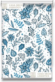 Roletă textilă Floral 8016 albă cu model floral albastru