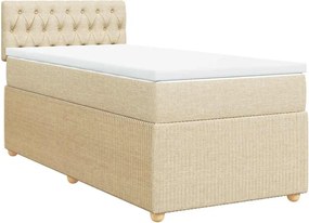 vidaXL Pat box spring cu saltea, crem, 80x200 cm, textil