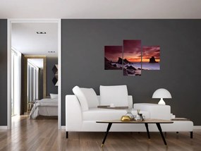 Tablou cu apus de soare pe mal (90x60 cm)