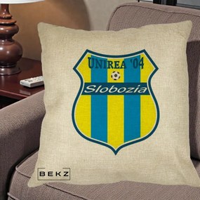 Perna Personalizata Unirea '04 Slobozia Fotbal, 40x40 cm, Crem, Husa Detasabila, Perna Inclusa, BEKZ®