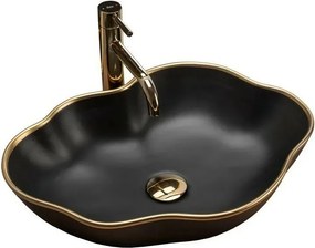 Lavoar negru/auriu pe blat Rea Pearl Gold Edge 51,5 cm