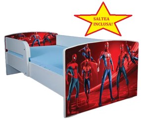Pat tineret Spiderman 3, cu protectie, 130x60 cm
