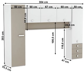 Ansamblu, alb/gri-maro taupe, TIDY