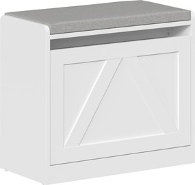 HOMCOM Bancă pantofar cu compartiment rabatabil, 60x30x52 cm, alb | Aosom Romania