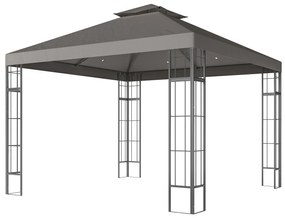 Outsunny Pavilion de grădină 3x3 m, Design cu acoperiș în două trepte, Protecție UV30+, Rezistent la UV, Protecție solară, Cadru metalic, Gri închis | Aosom Romania