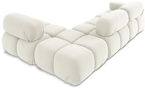 Colțar modular alb cu tapițerie din catifea (cu colț pe partea dreaptă) Lokua – Makamii